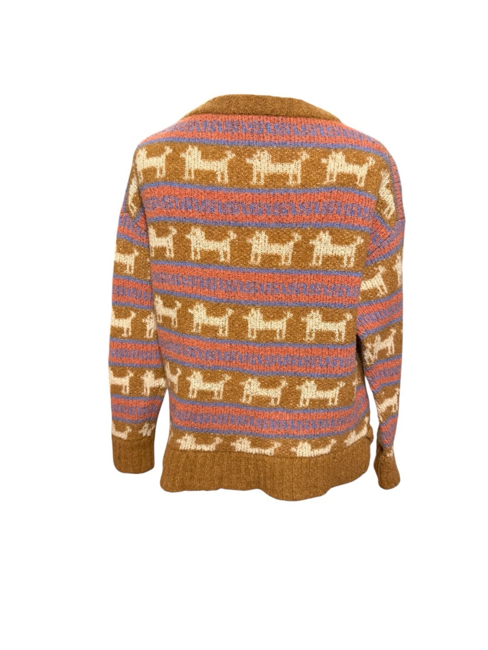 TOAD&CO Alpaca Blend Llama Fair Isle Sweater Women’s Medium Brown Wool Cozy - Picture 5 of 8